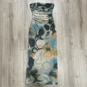 Zara Multicolor Strapless Midi Dress